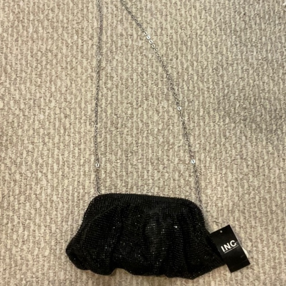 INC International Concepts Black Beaded Evening Bag